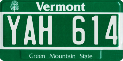 VT license plate YAH614