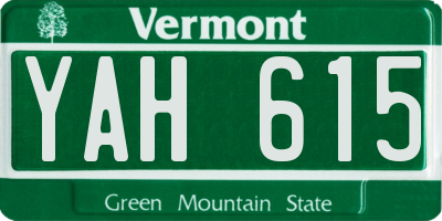 VT license plate YAH615
