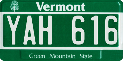VT license plate YAH616
