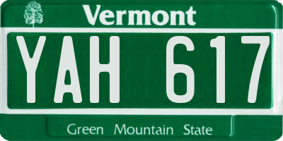 VT license plate YAH617