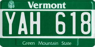 VT license plate YAH618