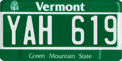 VT license plate YAH619