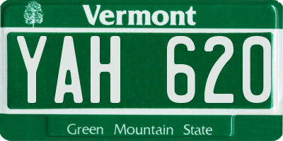 VT license plate YAH620
