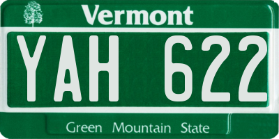 VT license plate YAH622