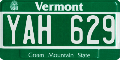 VT license plate YAH629