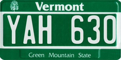 VT license plate YAH630