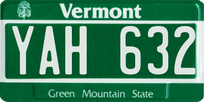 VT license plate YAH632