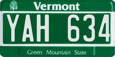 VT license plate YAH634