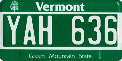 VT license plate YAH636