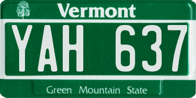 VT license plate YAH637