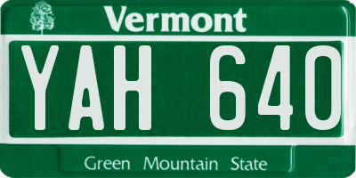 VT license plate YAH640