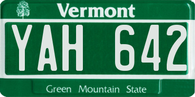VT license plate YAH642