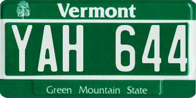 VT license plate YAH644