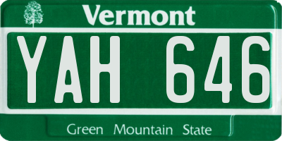 VT license plate YAH646
