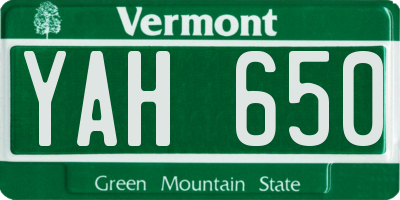 VT license plate YAH650