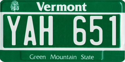 VT license plate YAH651