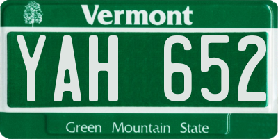 VT license plate YAH652