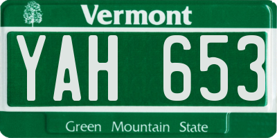 VT license plate YAH653