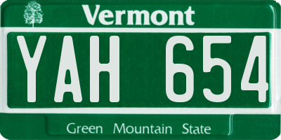 VT license plate YAH654