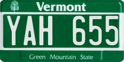 VT license plate YAH655