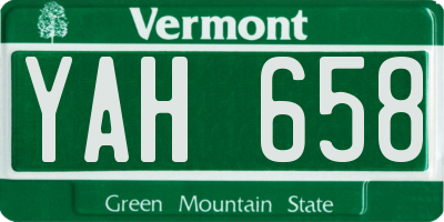 VT license plate YAH658