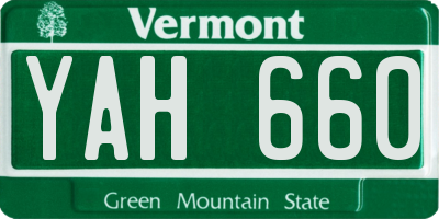 VT license plate YAH660