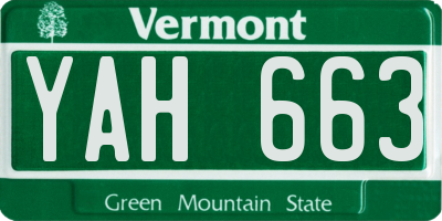 VT license plate YAH663