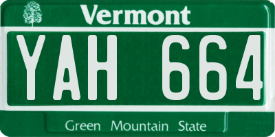 VT license plate YAH664