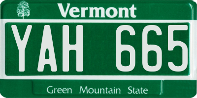 VT license plate YAH665