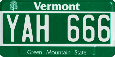 VT license plate YAH666