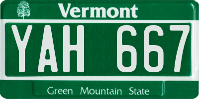 VT license plate YAH667