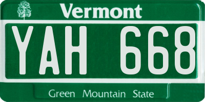 VT license plate YAH668
