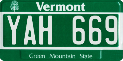 VT license plate YAH669