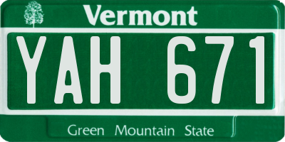 VT license plate YAH671