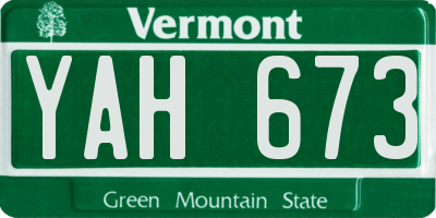 VT license plate YAH673