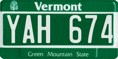 VT license plate YAH674