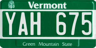 VT license plate YAH675