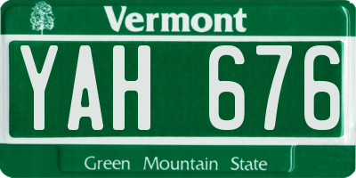 VT license plate YAH676