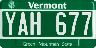 VT license plate YAH677