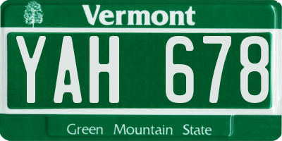 VT license plate YAH678