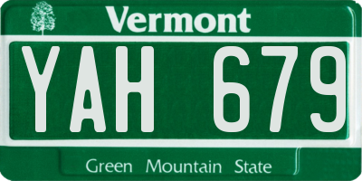 VT license plate YAH679
