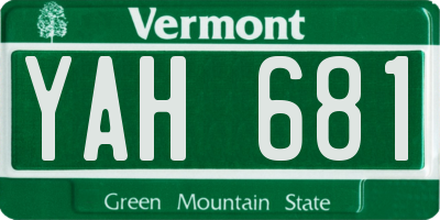 VT license plate YAH681