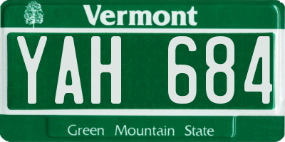 VT license plate YAH684