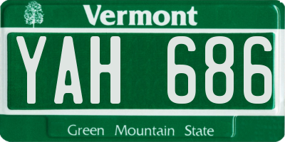 VT license plate YAH686