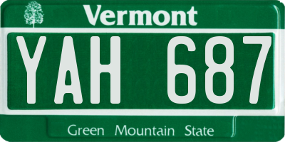 VT license plate YAH687