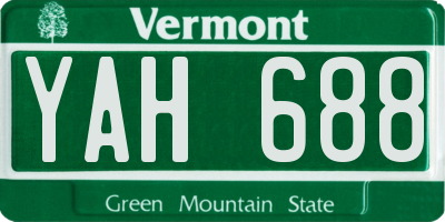 VT license plate YAH688