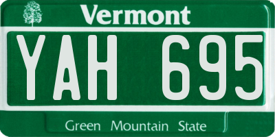 VT license plate YAH695