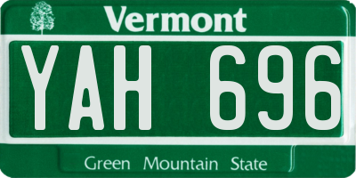 VT license plate YAH696