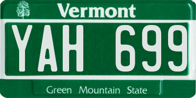 VT license plate YAH699