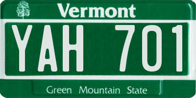 VT license plate YAH701